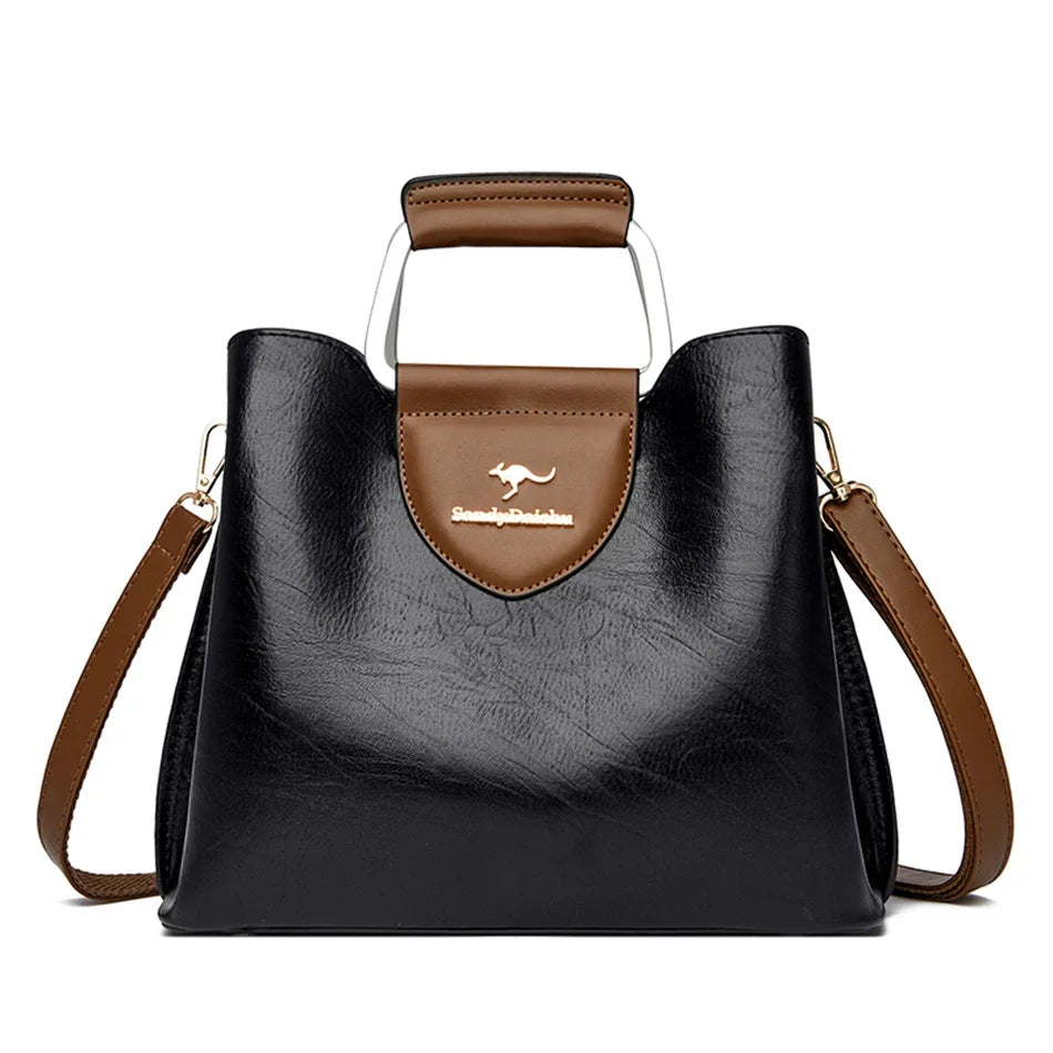 Luxury Leather Tote Bag for Women – Shoulder & Crossbody Handbag High-Quality Purse