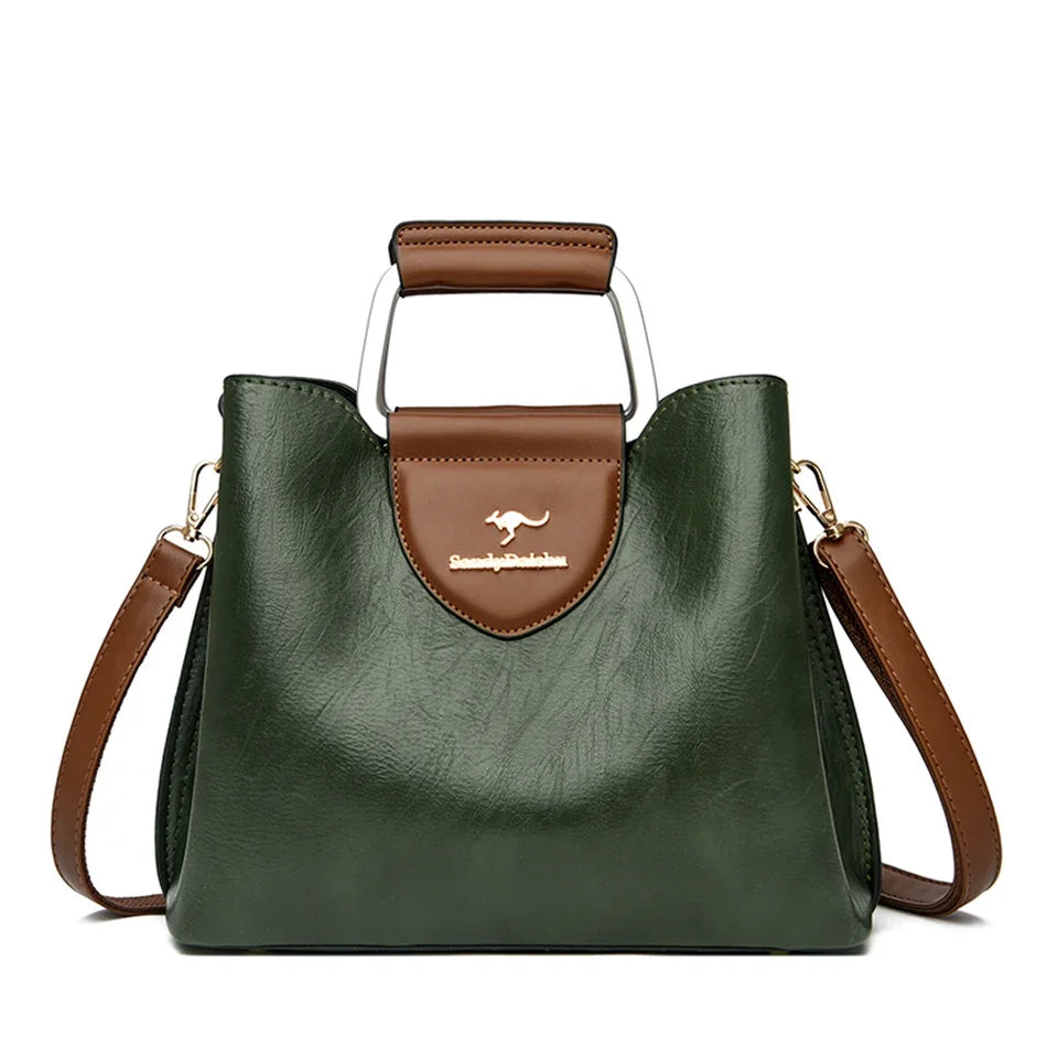 Luxury Leather Tote Bag for Women – Shoulder & Crossbody Handbag High-Quality Purse