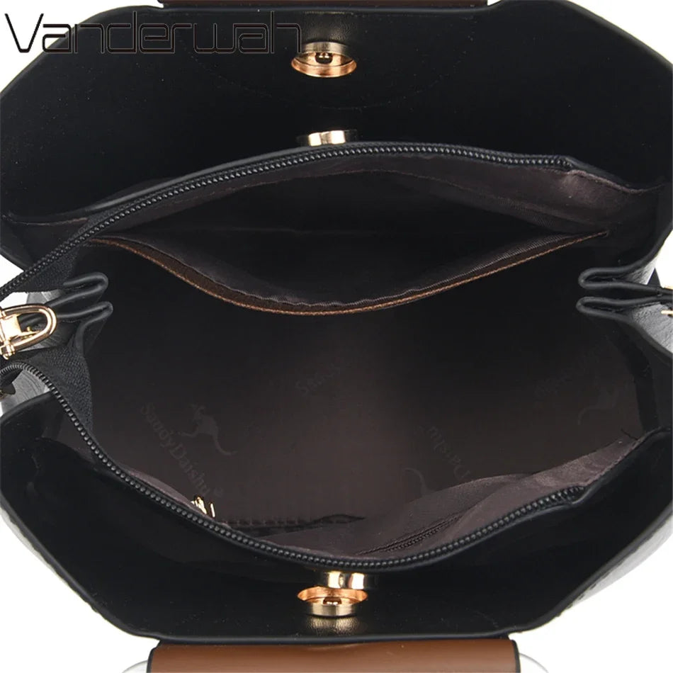 Luxury Leather Tote Bag for Women – Shoulder & Crossbody Handbag High-Quality Purse