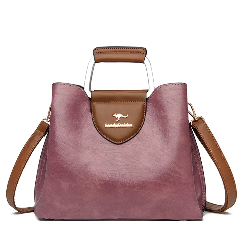 Luxury Leather Tote Bag for Women – Shoulder & Crossbody Handbag High-Quality Purse
