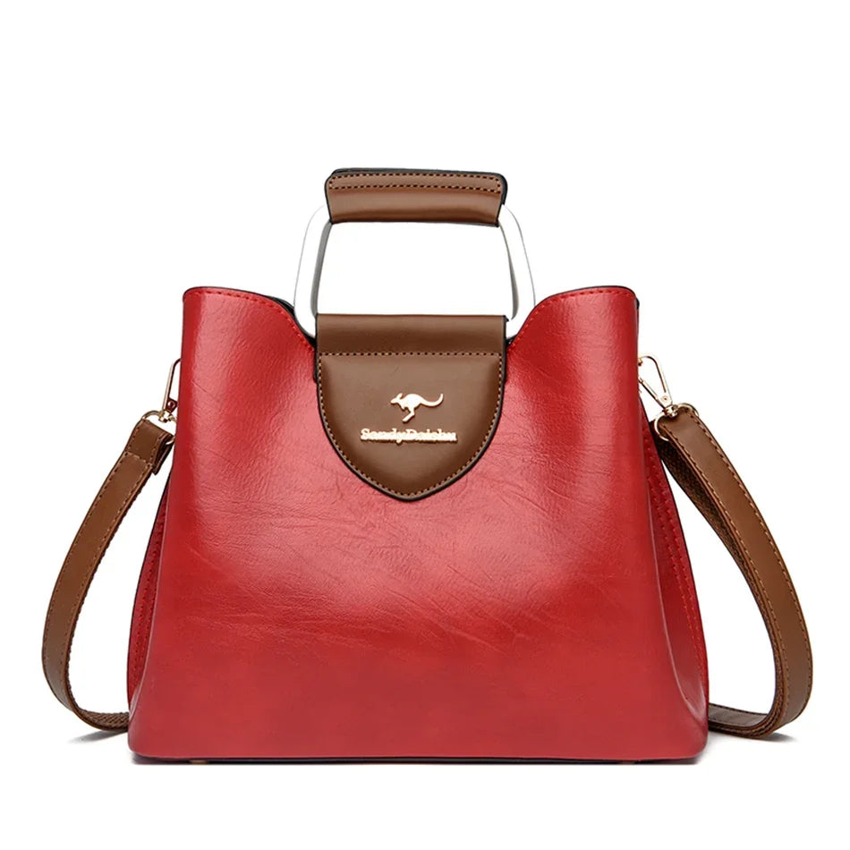 Luxury Leather Tote Bag for Women – Shoulder & Crossbody Handbag High-Quality Purse