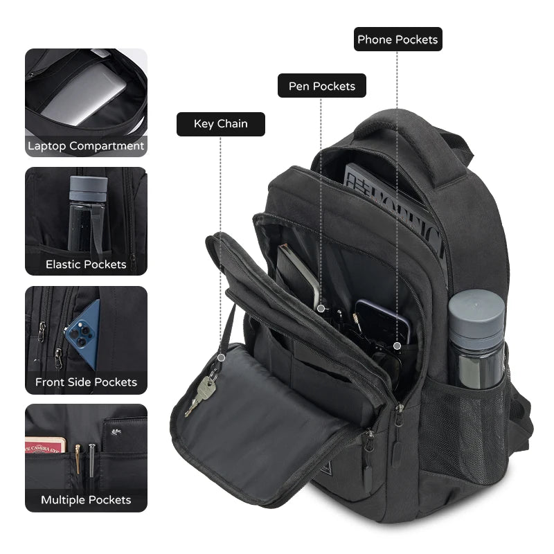 Oiwas Water-Resistant Business Laptop Backpack | 15.6" Travel & School Bag for Men & Teens