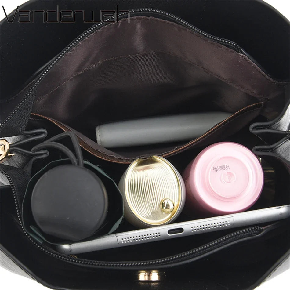 Luxury Leather Tote Bag for Women – Shoulder & Crossbody Handbag High-Quality Purse